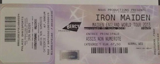 Maiden England Tour 2013 - Paris - France