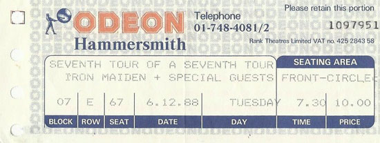 Seventh Tour 1988 - London