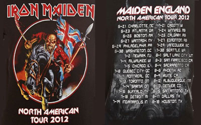 Iron Maiden event shirt Maiden England Tour USA 2012