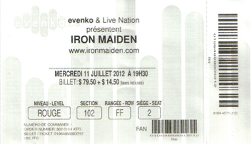 Maiden England Canada Tour 2012