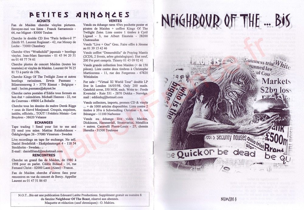 Neighbour Of The Beast N°8 - Septembre 1999