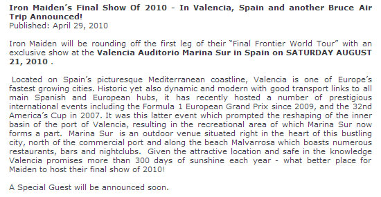 The Final Frontier Tour 2010 - Spain